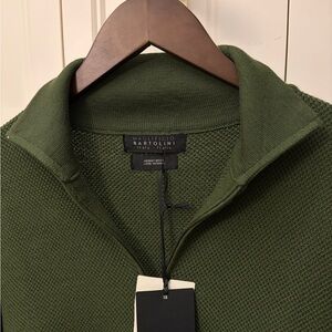 Bartolini merino Wool Men's Green zip Sweater